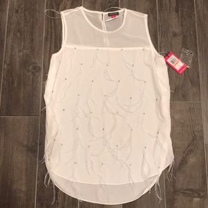 NWT Vince Camuto Feather and Rhinestone tank